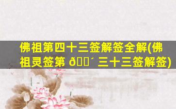 佛祖第四十三签解签全解(佛祖灵签第 🌴 三十三签解签)
